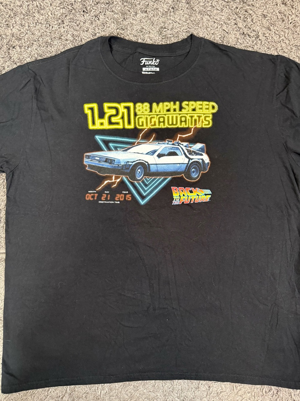Funko Black Back to the Future DeLorean Graphic Tee with Neon Print